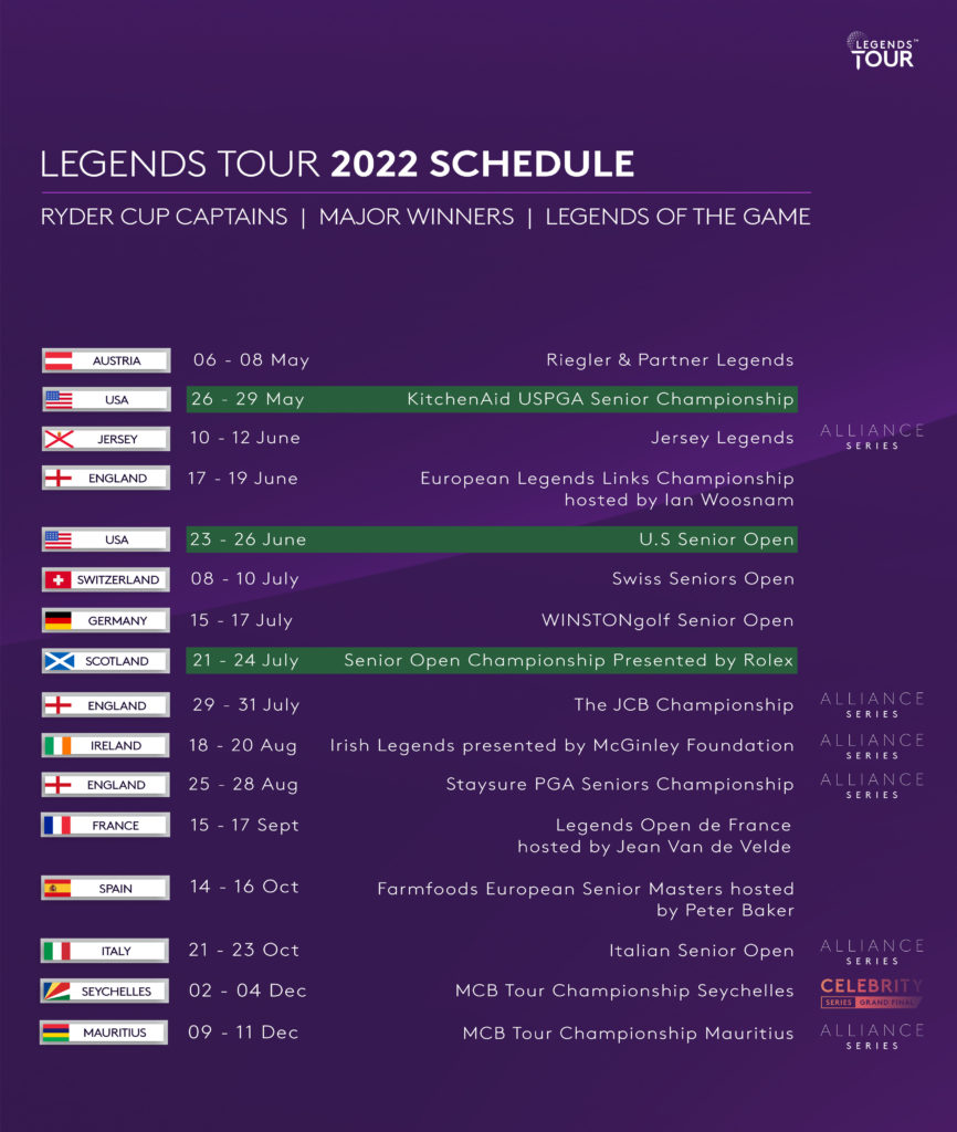 2022 Legends Tour Schedule: Ryder Cup Captains and Major Winners